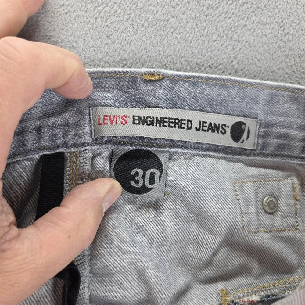 Vintage Levis Engineered Jeans Mens Grey Buckle Back Twisted Button Fits 30x26